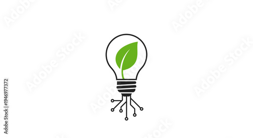 Eco friendly light bulb with leaf.