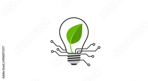 Eco friendly light bulb with leaf.