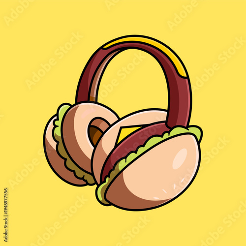 Hamburger Headphones Music Icon Illustration