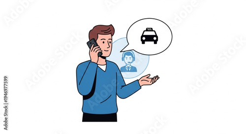 Man Talking on Phone with Car.