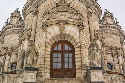 Entrance to the Church of the Sign with statues of the Apostles
