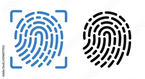Fingerprint Scan Icon Biometric Identification Security Technology Vector