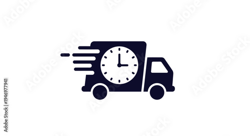 Fast Delivery Truck With Clock.