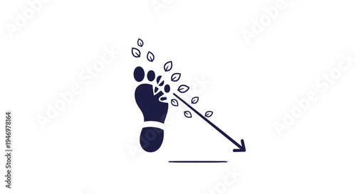 Footprint with Water Droplets Going Down.