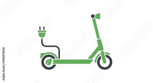 Green Electric Scooter with Charger Plug.