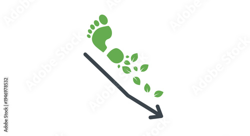 Green footprints with black arrow.