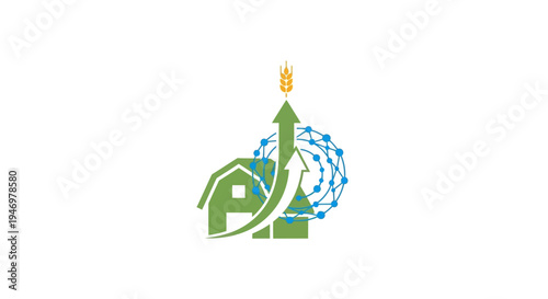 Green house with rising arrow flame.