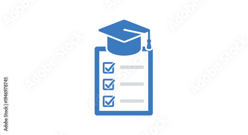 Graduation Cap on Clipboard Checklist.
