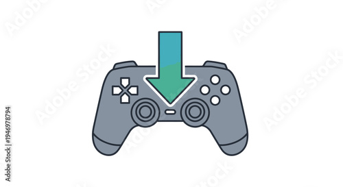 Gray game controller with buttons.