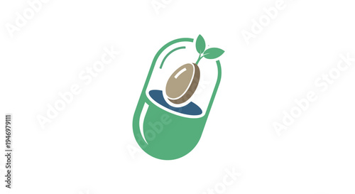 Green capsule with coffee bean inside.