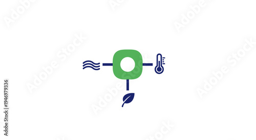 Green circle with symbols around.