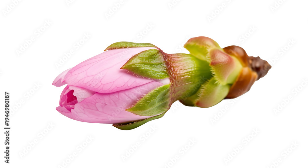 Fototapeta premium A close-up of a pink flower bud on transparent background