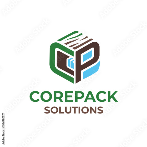Corepack Solutions abstract 3D box logo for packaging and logistics