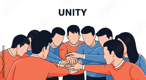 Group Hand Stack Illustrates Unity, Teamwork, Cooperation, and Collaboration in a Circle