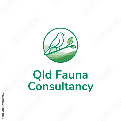 QLD Fauna Consultancy logo with bird and leaf icon for nature and wildlife