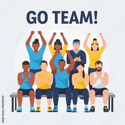 Group Of Diverse People Cheering With Enthusiasm For Their Favorite Team In A Sportive Celebration