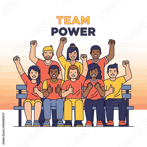 Group Of Diverse People United Displaying Enthusiasm And Solidarity Demonstrating Team Power