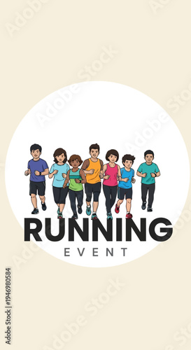 Group Of Diverse People Participate In A Fun Running Event For Community Engagement