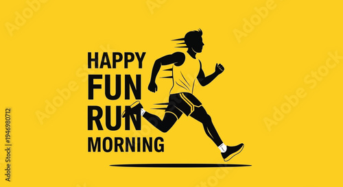 Happy Fun Run Morning Silhouette Graphic Design