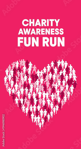 Heart Shaped Community Run Displaying Charity Awareness and Promoting Fitness Goals Achievment