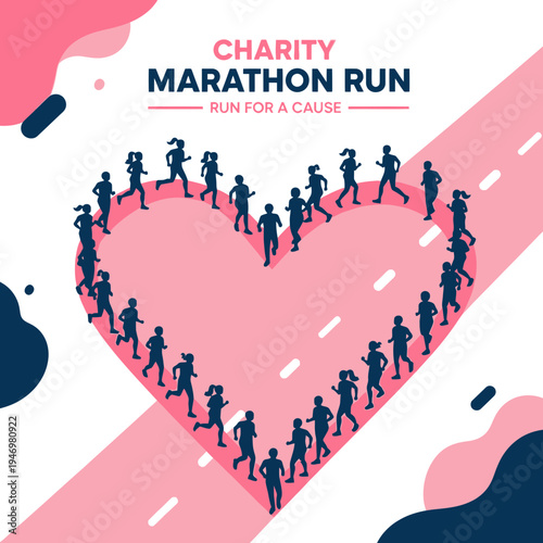 Heart Shaped Marathon Run Illustrating Charitable Giving for a Meaningful Cause and Community