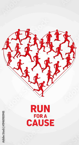 Heart Shaped Runners Rallying for a Charitable Cause, Promoting Health and Community Fitness