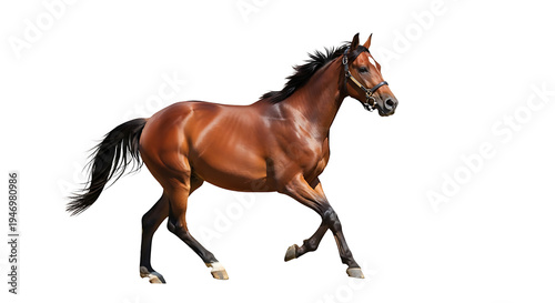 A brown horse is running on transparent background