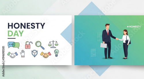 Business people shaking hands honesty day illustration