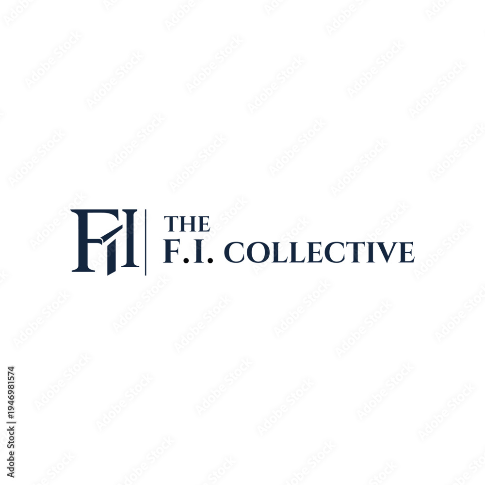 Fototapeta premium Minimalist typography logo for The F.I. Collective brand.