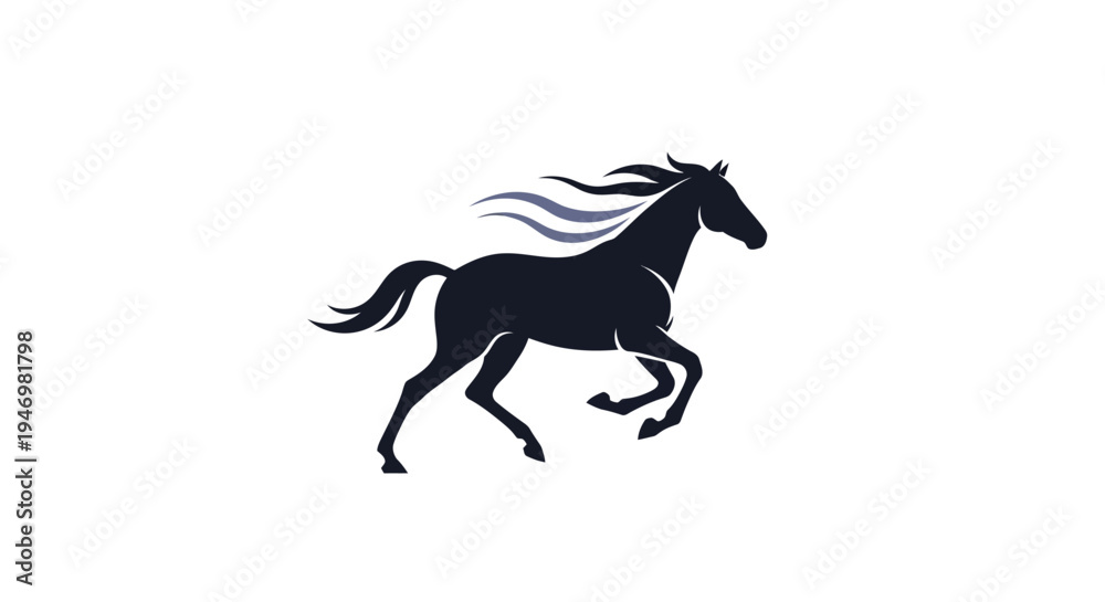Obraz premium Running Horse Silhouette with Flowing Mane.