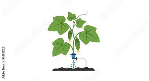 Green plant with large leaves growing.