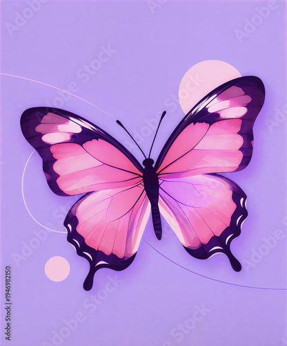 butterfly pattern in purple and pink tones. vector graphics, artificial intelligence generator, AI, neural network image. background for the design