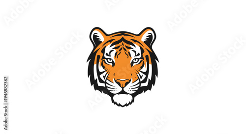 Tiger Head Illustration Orange White Black.