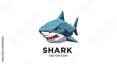 Vector Shark Icon with Sharp Teeth.