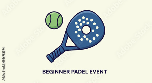 Illustrated Representation Of Padle Event Featuring Racket And Ball For Beginners Sports