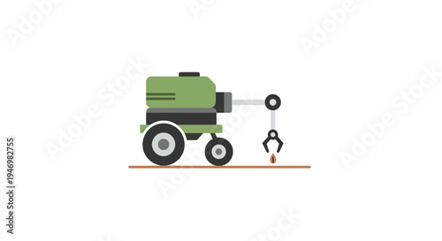 Green tractor with tow hook attached.