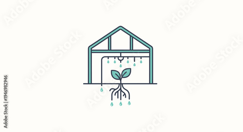 Greenhouse Plant Growing Under Rain.