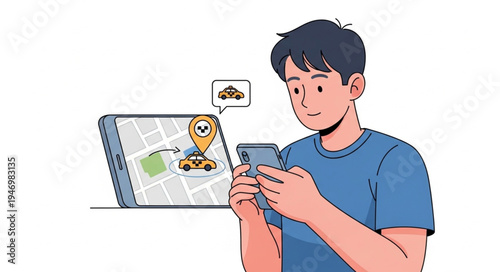 Man Using Phone and Laptop.