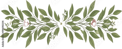 The design is a stylized symmetrical plant ornament, alluding to a wreath of leaves symbolizing peace, nature, and growth.