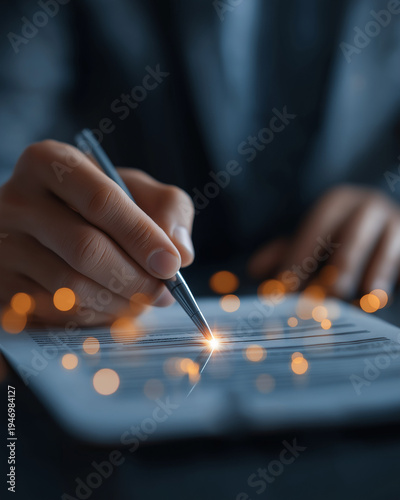 Wallpaper Mural Pen Strokes of Progress: A close-up view of a hand carefully signing a document with a sleek pen, symbolizing the essence of business, agreements, and contracts. A symphony of contracts. Torontodigital.ca