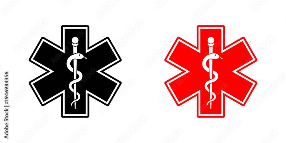 Obraz premium Emergency Medical Star of Life Symbol Icon Set Healthcare Emergency Service Sign