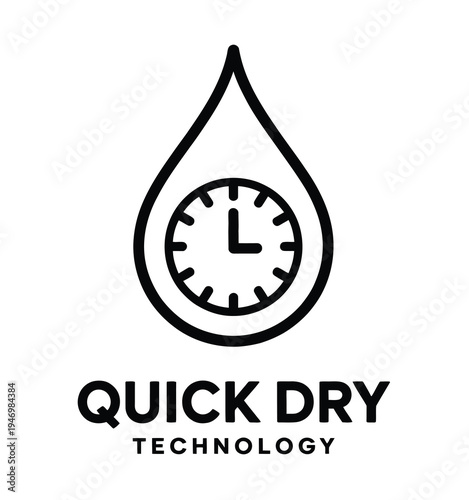 Quick Drying Product Icon Clock Symbol Wet to Dry Clothes Vector Design Illustration