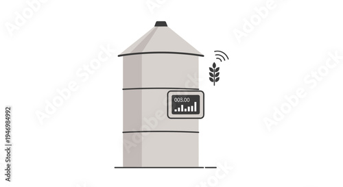 Industrial Grain Silo with Control Panel.