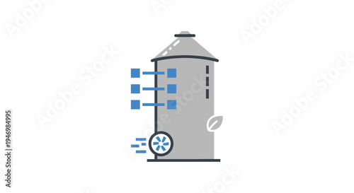 Industrial Grain Silo with Wheel.