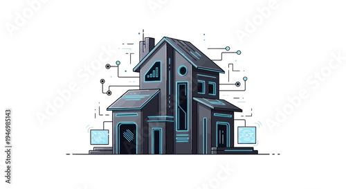 Futuristic smart home with sleek vector design and technology integration