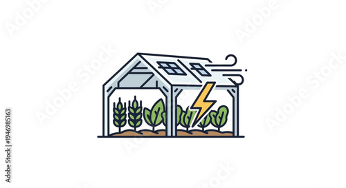 Greenhouse with solar panel roof.