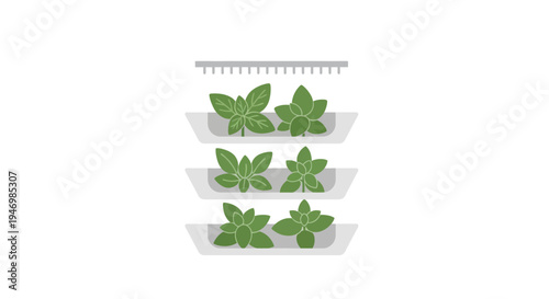 Herbs in white wall planters indoors.