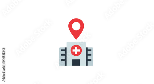 Hospital Building Location Marker Icon.