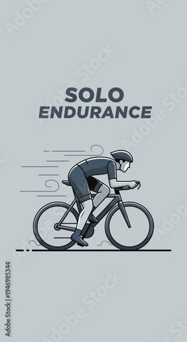 Illustration Of A Cyclist Pushing Forward During An Endurance Road Race With High Speed