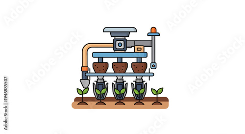 Hydroponic system with plants growing.